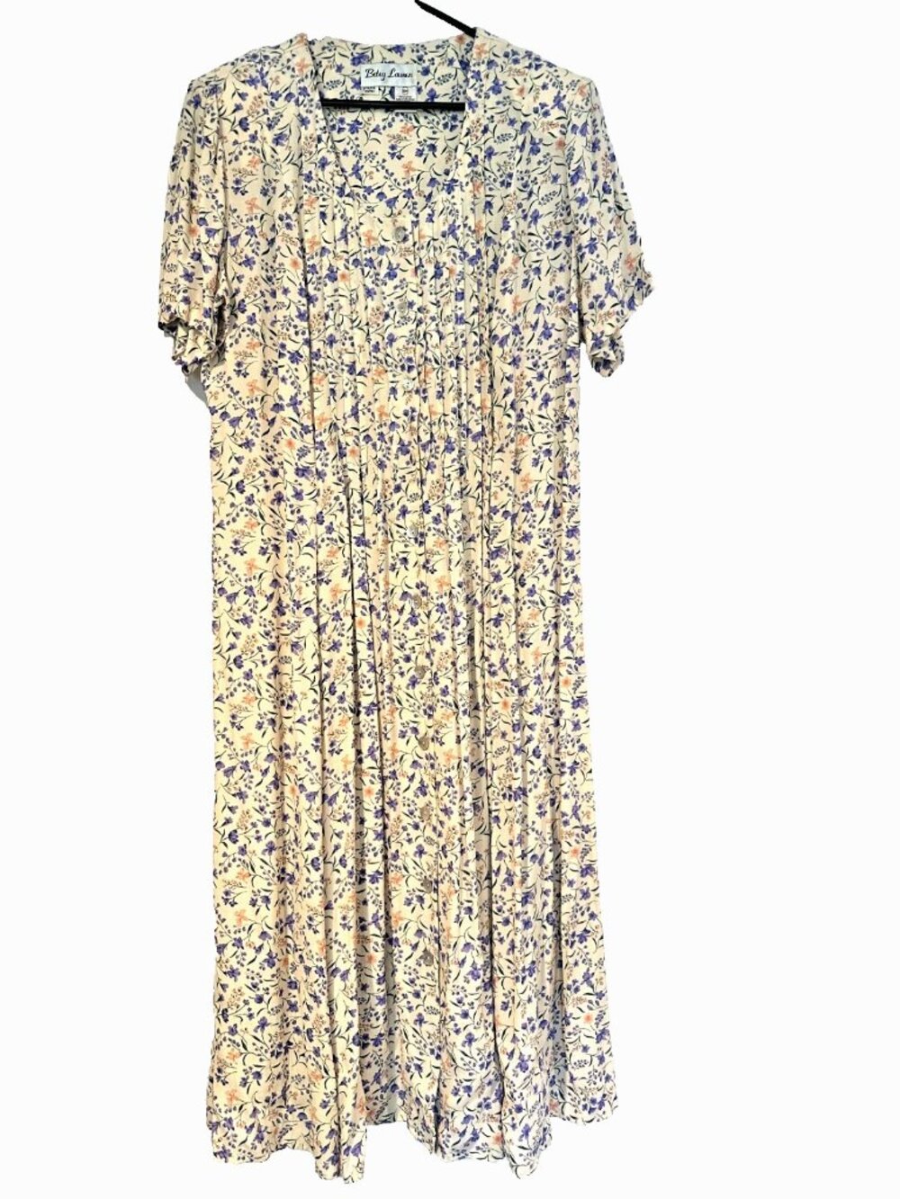 Betsy Lauren Dress Size 16W Women Yellow Cream Floral Cottagecore Prairie Flowy